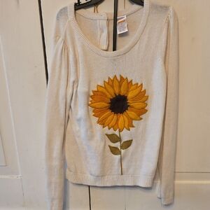 Gymboree Cream Sweater with Sunflower Design